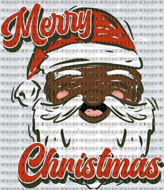 Merry Christmas Black Santa Claus Retro Script Design