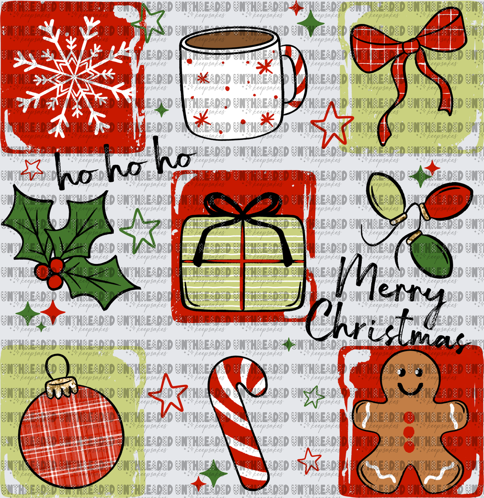 Retro Christmas Icons Ho Ho Ho Merry Christmas Collage