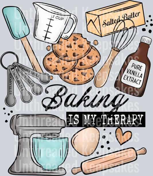 Baking_Is_My_Therapy_Black_Text 2 DTF Transfer