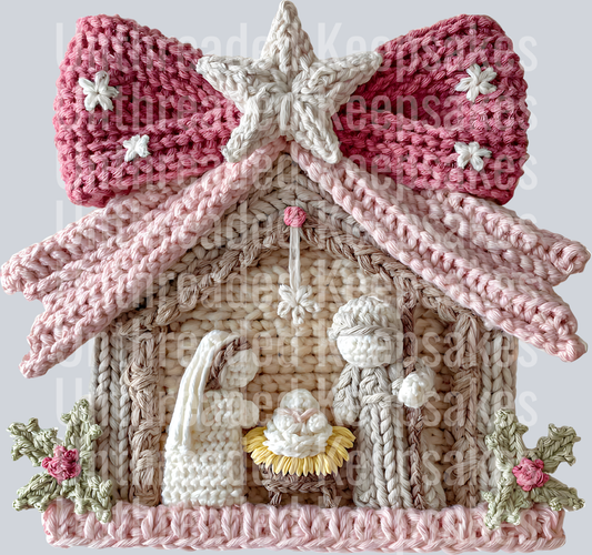 Pink Nativity Scene DTF Transfer