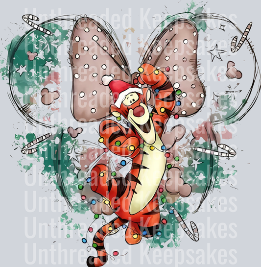 Disney Winnie the Pooh Characters Minnie Ears Christmas Tigger DTF Transfer
