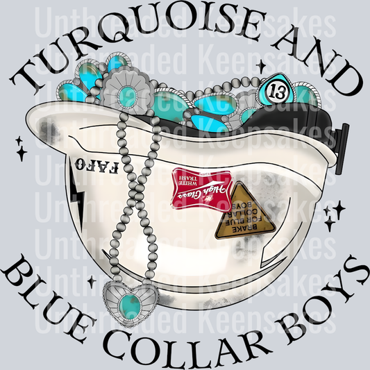 Turquoise And Blue Collar Boys DTF Transfer