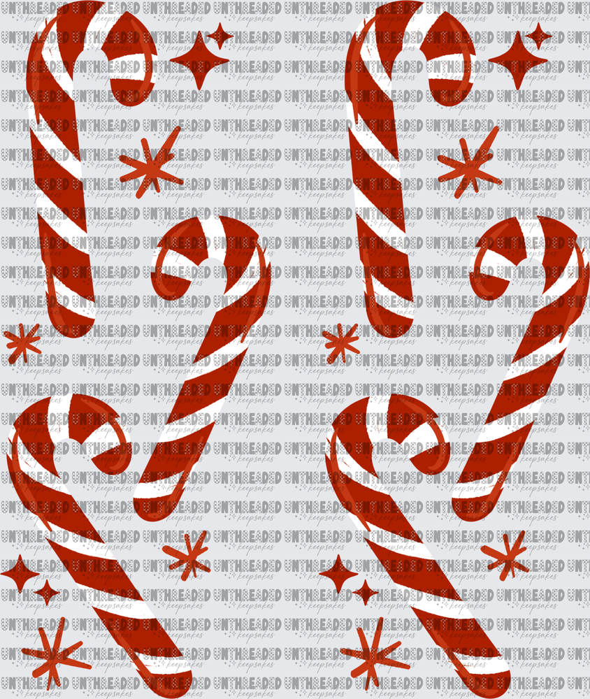 Red and White Christmas Candy Canes with Sparkle Stars
