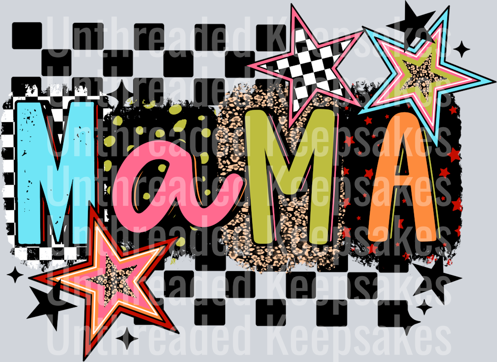 Mama_Black_Checker DTF Transfer