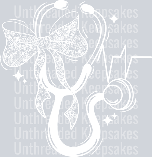 Nurse_Bow_And_Stethoscope_Single_ColorDTF Transfer