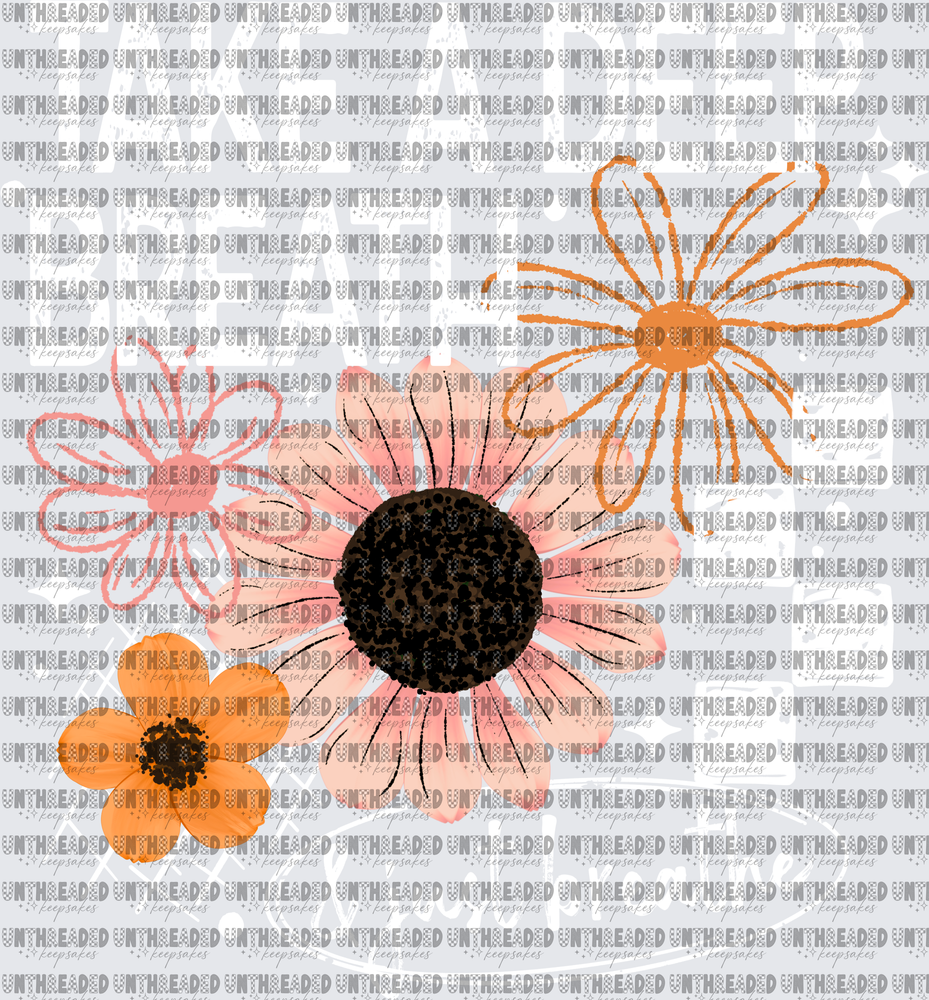 Boho Pink Orange Daisy Wildflower Cluster Floral Mix