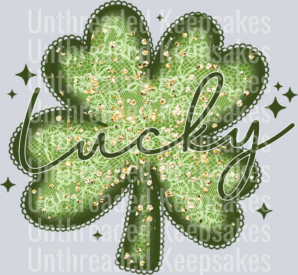 Sparkle_Lace_Lucky_Shamrock DTF Transfer