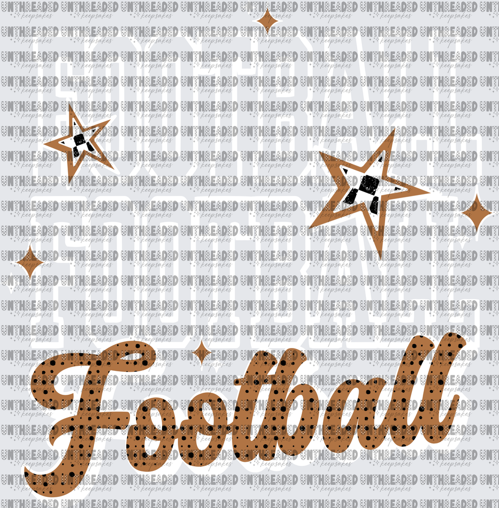 Retro Football Script with Leopard Print Stars and Sparkles