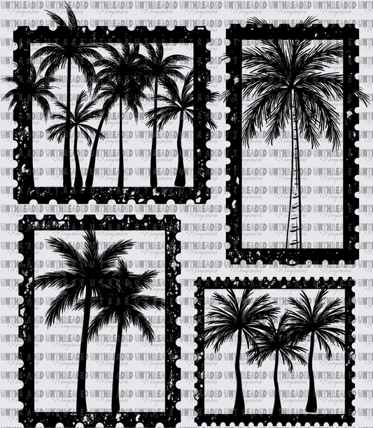 Palm tree stamps black