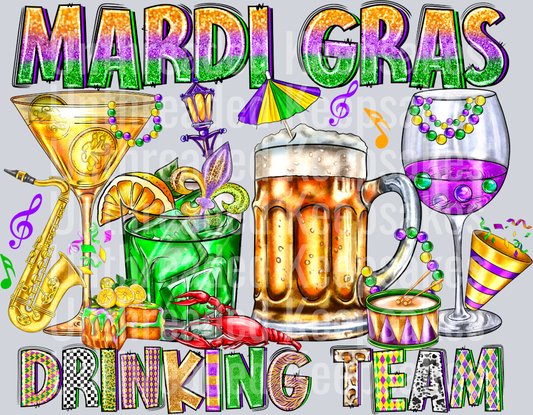 mardi gras drinking team DTF Transfer