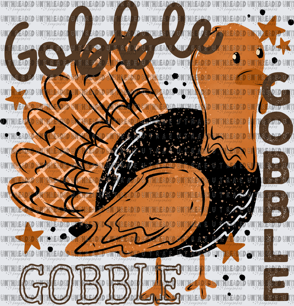 Gobble Gobble Cute Thanksgiving Turkey Plaid Fall Design