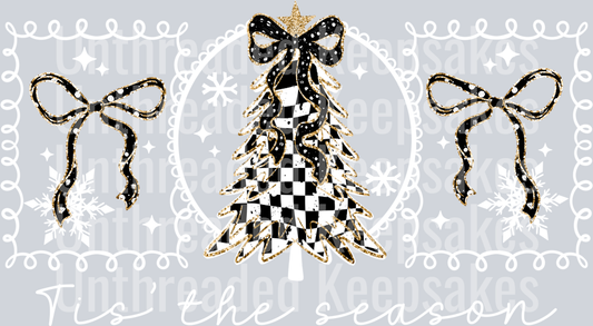 Tis_The_Season_Checker_Tree_White_Words DTF Transfer