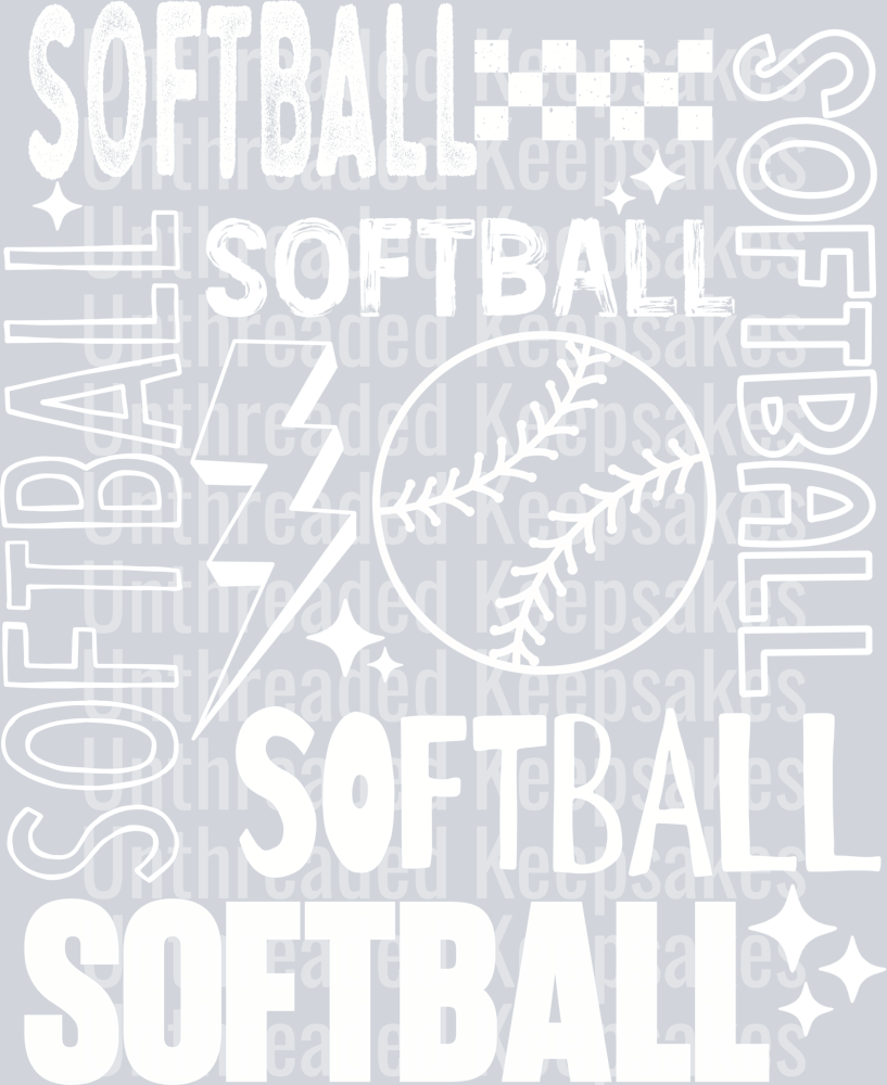 Softball white Single Color DTF Transfer