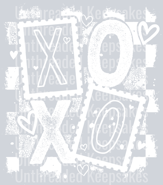 Xoxo_Stamps_Distressed_WhiteDTF Transfer