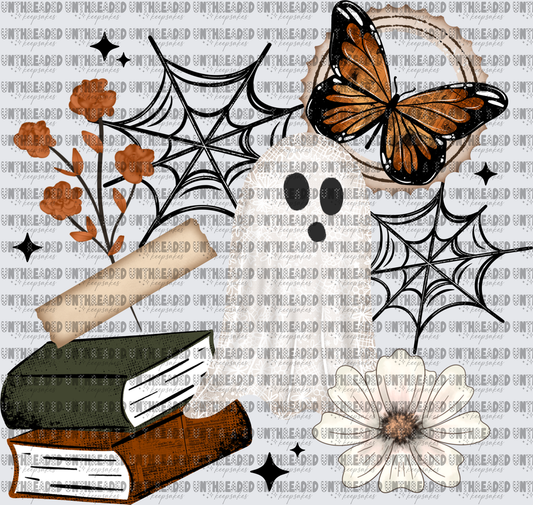 Cottagecore Halloween Ghost Books Butterfly Floral Web